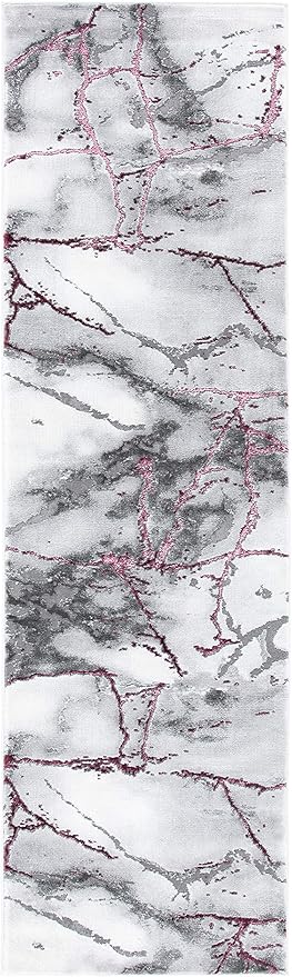 SAFAVIEH Craft Collection Runner Rug - 2'3" x 18', Grey & Wine, Modern Abstract Design, Non-Shedding & Easy Care, Ideal for High Traffic Areas in Living Room, Bedroom (CFT877S)