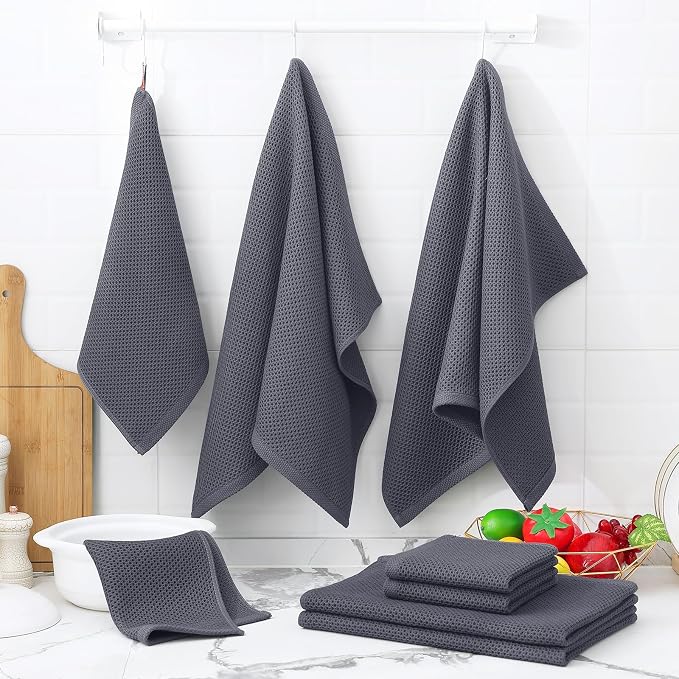 Homaxy 100% Cotton Kitchen Towels and Dishcloths Set, Large 12 x 12 Inches and - Image 7