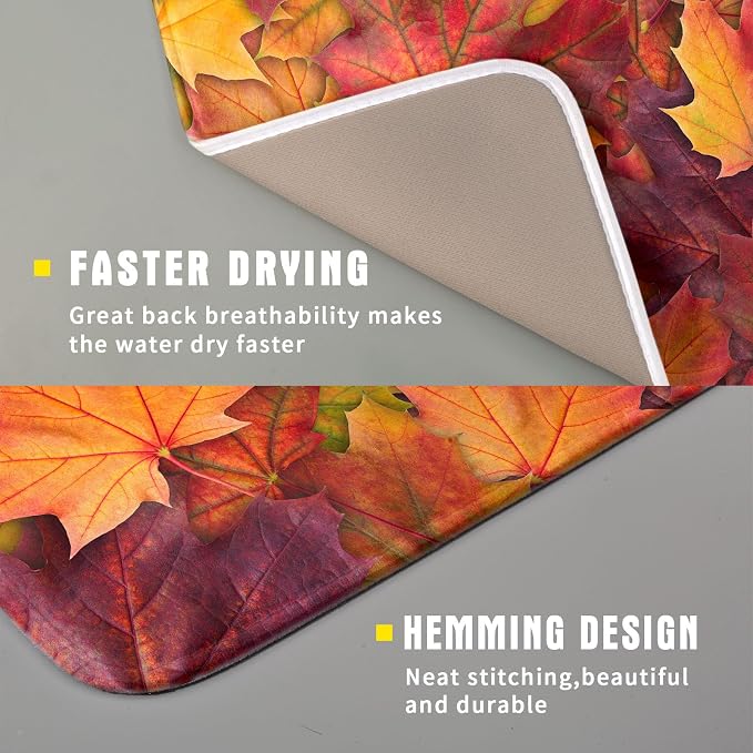 Colorful Autumn Maple Leaves Dish Drying Mat - Image 3