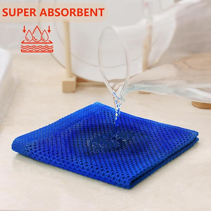 Kitinjoy 100% Cotton Kitchen Dish Cloths, 6 Pack Waffle Weave Ultra Soft - Image 3