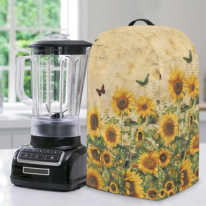 Retro Sunflower Butterfly Blender Cover Stand Mixer Covers Anti Fingerprint Dust Covers Juicer Cover for Home Kitchen Universal Appliance