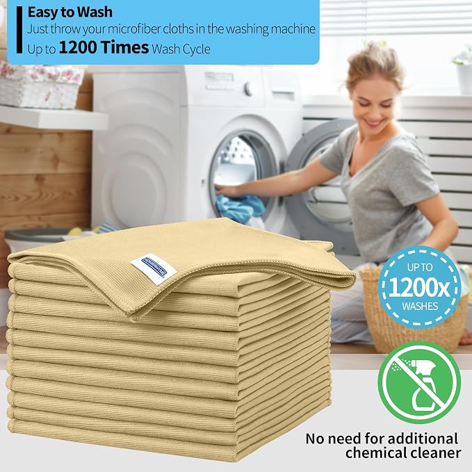 HOMERHYME Microfiber Cleaning Cloth, 12 Pack Window Glasses Cleaning Cloth - Image 7