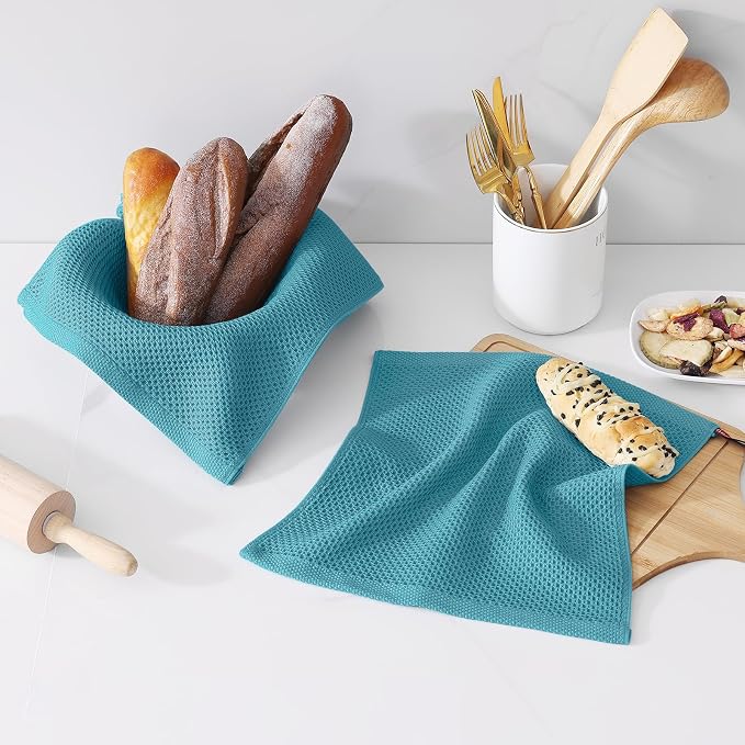 Kitinjoy 100% Cotton Kitchen Dish Cloths, 6 Pack Waffle Weave Ultra Soft - Image 2