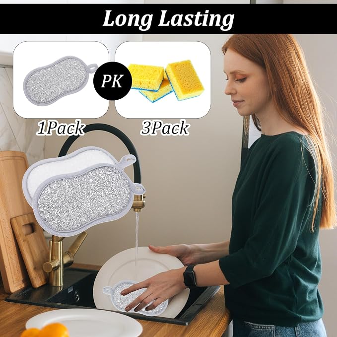 30 Pack Multi Purpose Scrub Sponges Non Scratch Microfiber Sponge Cleaning Dish - Image 4