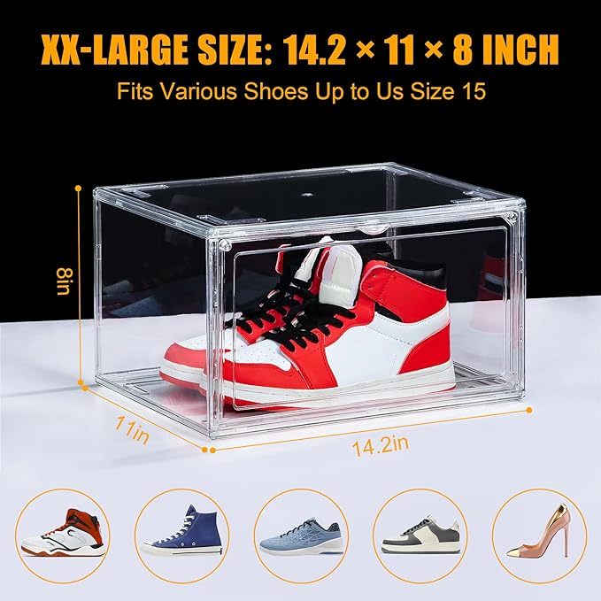 NYZE 3 Pack Acrylic Shoe Boxes Side Open, Shoe Storage Organizer - Image 2