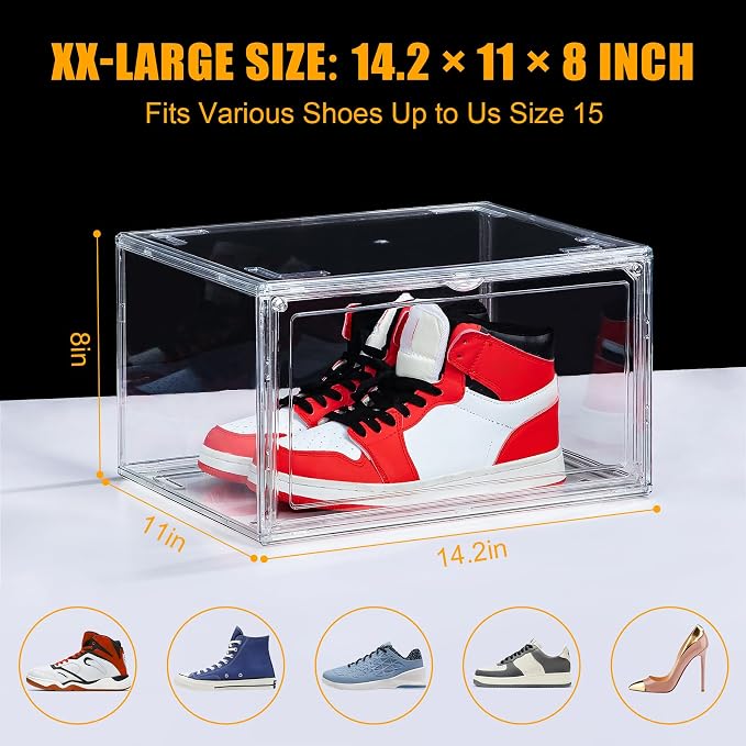 NYZE 12 Pack Acrylic Shoe Boxes Side Open, Shoe Storage Organizer - Image 2