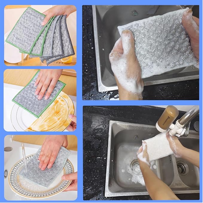 New thickened double-sided metal wire dishwashing cloth, suitable - Image 2