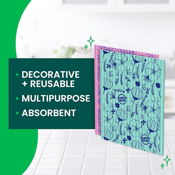 Scotch-Brite Sponge Cloths, and Decorative Cleaning Towel, Dishwasher-Safe - Image 2
