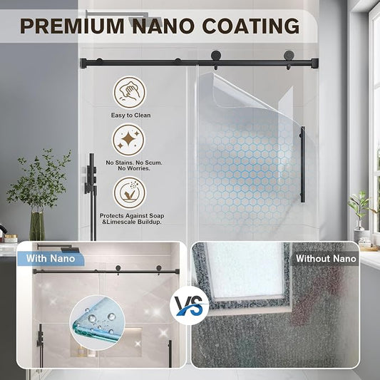 Bathtub Shower Door Frameless, 55-60" W x 60" H Sliding Tub Shower Door - Image 2