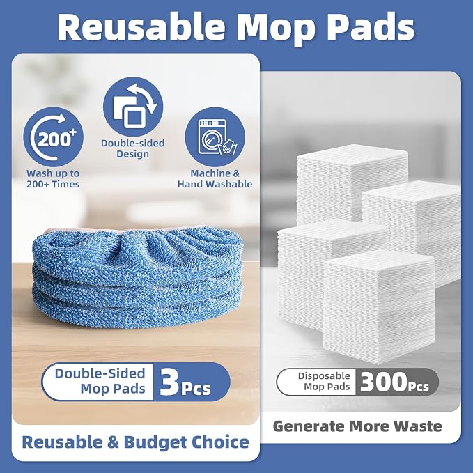 3 Pack Reusable Double-Sided Mopping Pads Compatible - Image 5