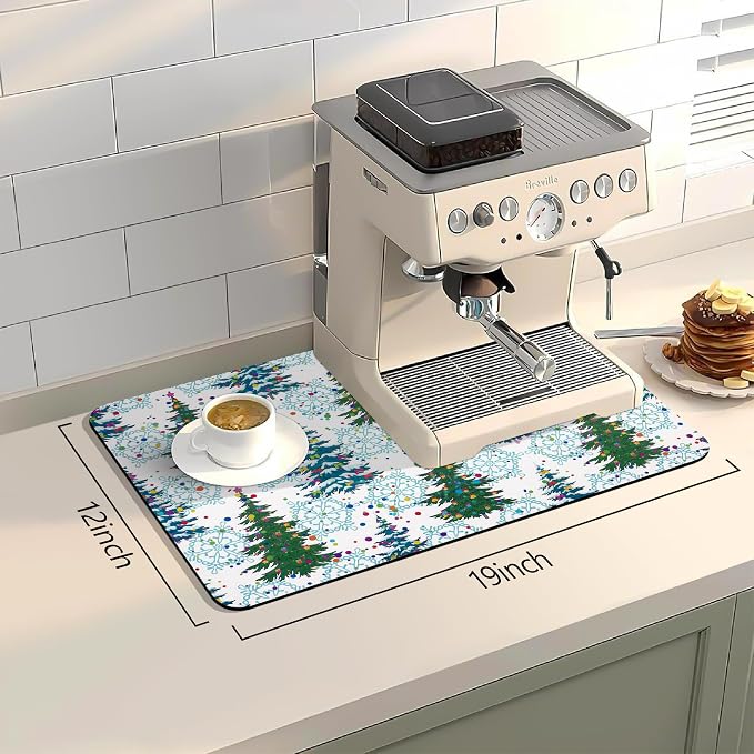 Bloss Christmas Dish Drying Mat, 19x12 Inch Coffee Mat - Image 3