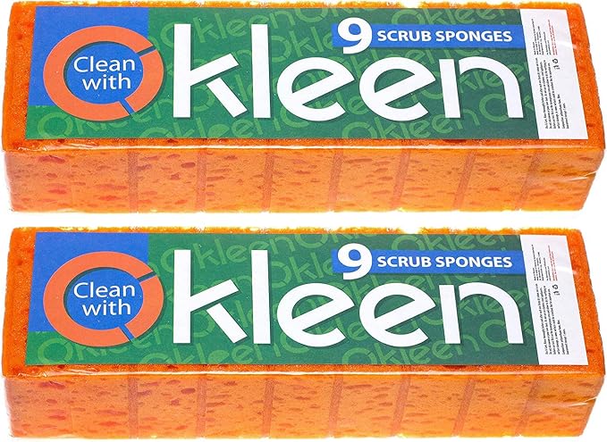 Orange Multi Use Scrub Sponge. Made in Europe. 18 Pack, 4.3x2.8x1.4 inches. - Image 2