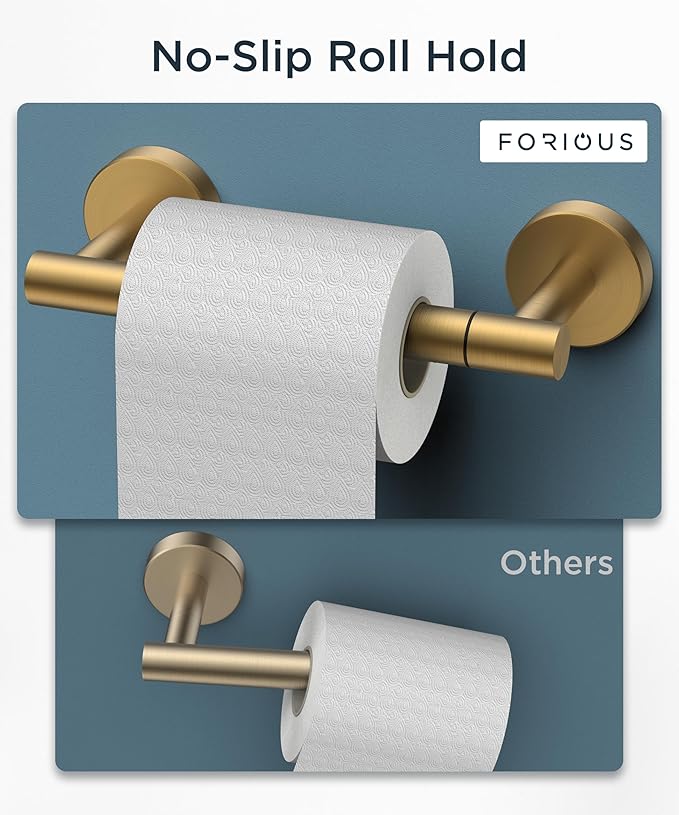 FORIOUS Toilet Paper Holder Wall Mount, Stainless Steel Rustproof Double Post - Image 6