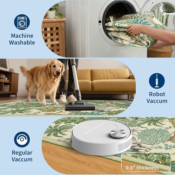 GarveeHome Jungle Round Washable Rugs 6ft Non-Slip Soft Round Rug - Image 5