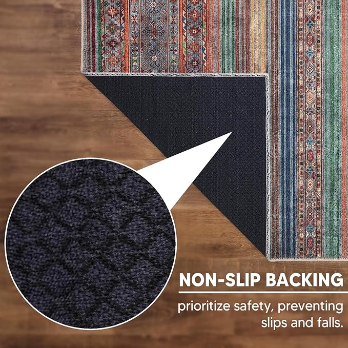 Keen Home Design 2x7 Rug - Machine Washable Runner Rug with Non-Slip Backing, Ideal for Hallway, Entryway, Kitchen, Laundry Room - Vintage, Easy Clean, Durable, Low Pile Rug - (2'6" x 7')