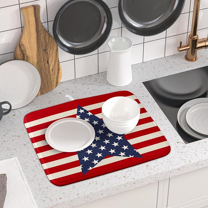 Blue Star Patriotic July of 4th Dish Drying Mat - Image 6