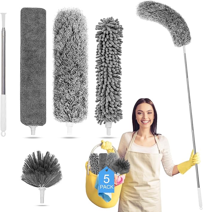 Microfiber Feather Duster 5-in-1 Kit, Dusters by Tiumso