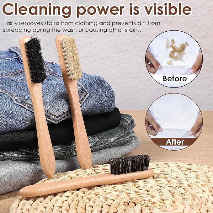 3 Pcs Laundry Stain Brush Wood Laundry Brush - Image 6