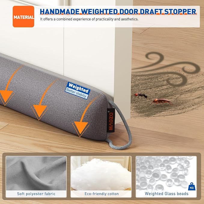 MAGZO Door Draft Stopper, 42 Inch Under Door Draft Blocker Noise Stopper - Image 2