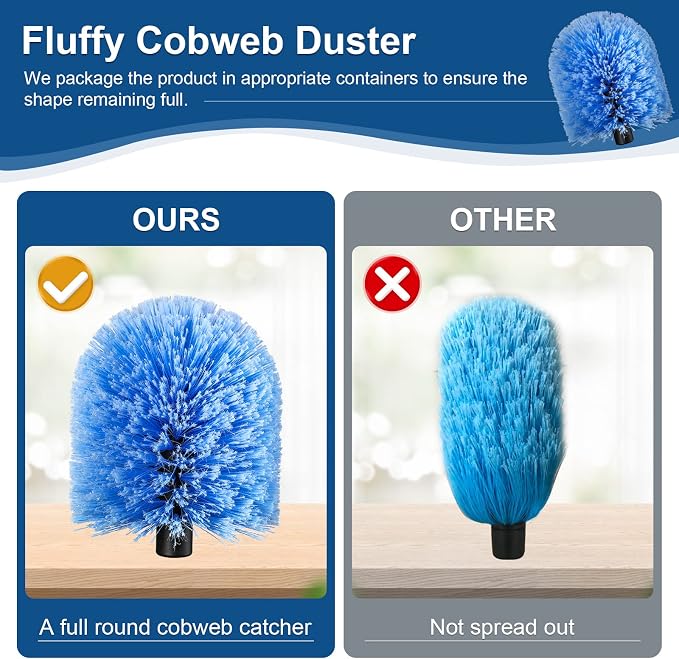 VITEVER Twist-On Cobweb Duster Head Brush, Fits Standard 3/4 inch Threaded Poles - Image 3