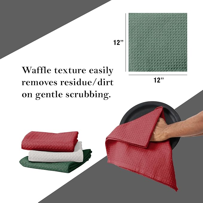 Waffle Dishcloths, 12x12 Inch, Quick Drying, Machine Washable, 12 Pack - Image 6
