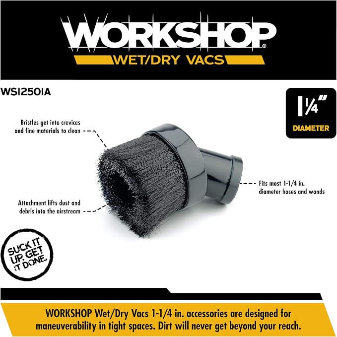 WORKSHOP Wet/Dry Vacs Shop Vacuum Accessories WS12501A Dusting Brush Attachment - Image 3