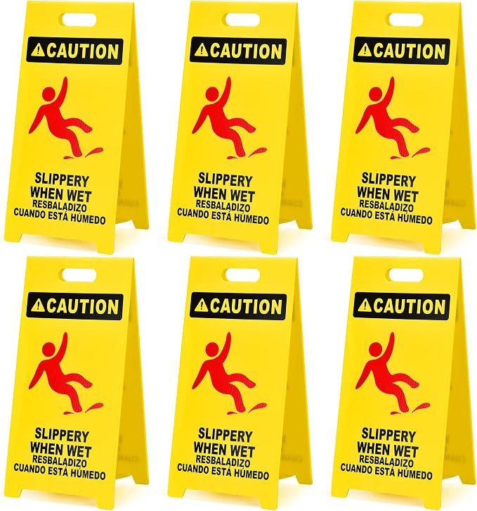 MATTHEW CLEANING 25'' Industrial Wet Floor Sign 6 Pack 2-Sided Durable by MATTHEWCLEANINGPRODUCTS