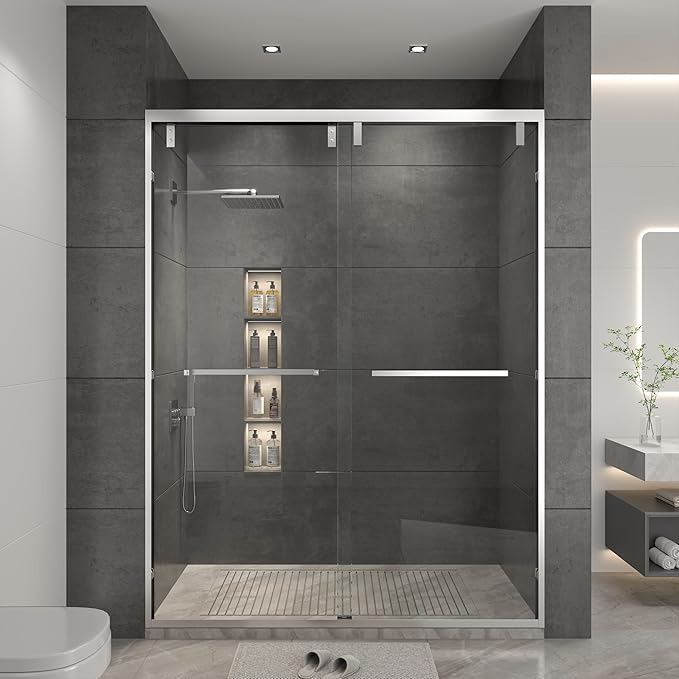 RFN 50-54" W x 76" H Framed Bypass Double Sliding Shower Door, 1/4" by Unknown