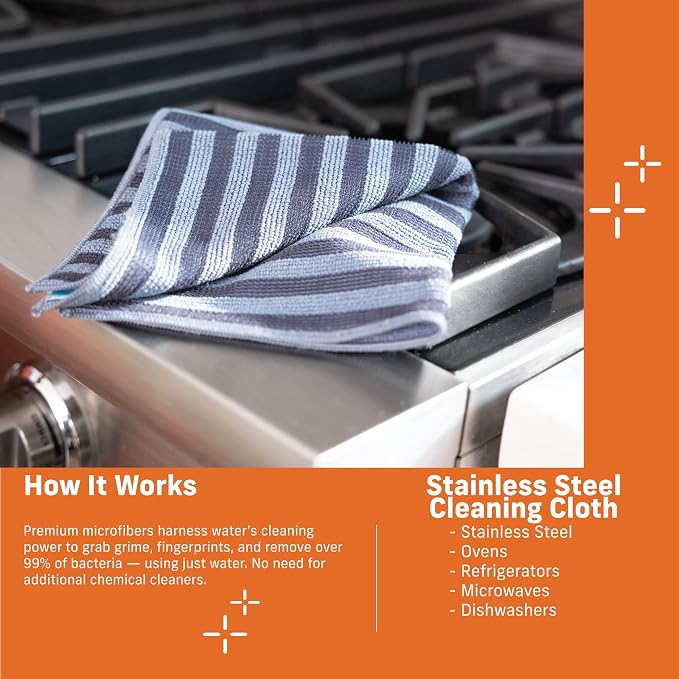 E-Cloth Stainless Steel Cleaning Cloth, Microfiber Stainless Steel Cleaner - Image 2