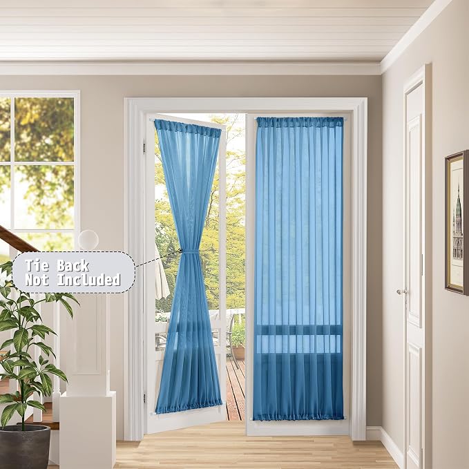 Tollpiz Sheer Door Curtains Closet Linen Textured Curtains Sheer Doorway Light - Image 2
