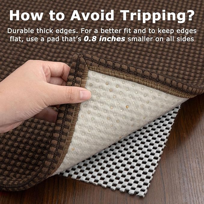 KOZYFLY Runners for Hallways 2x10 ft Washable Kitchen Runner Non Slip Rubber Backed Hallway Rugs Cotton Entryway Runner Rug Floor Carpet for Indoor Hall, Backdoor, Kitchen, Reddish Brown/Coffee