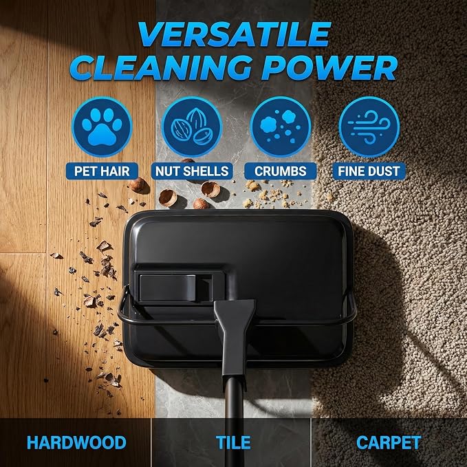 Manual Carpet Sweeper, Electric-Free Quiet Floor Sweeper - Image 7