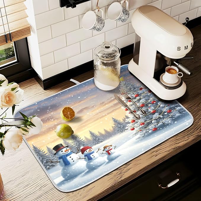 Christmas Tree and Snowman Dish Drying Mat - Image 8