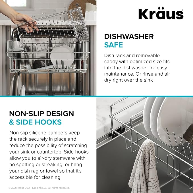 Kraus Workstation Kitchen Sink Dish Drying Rack Drainer and Utensil Holder - Image 7