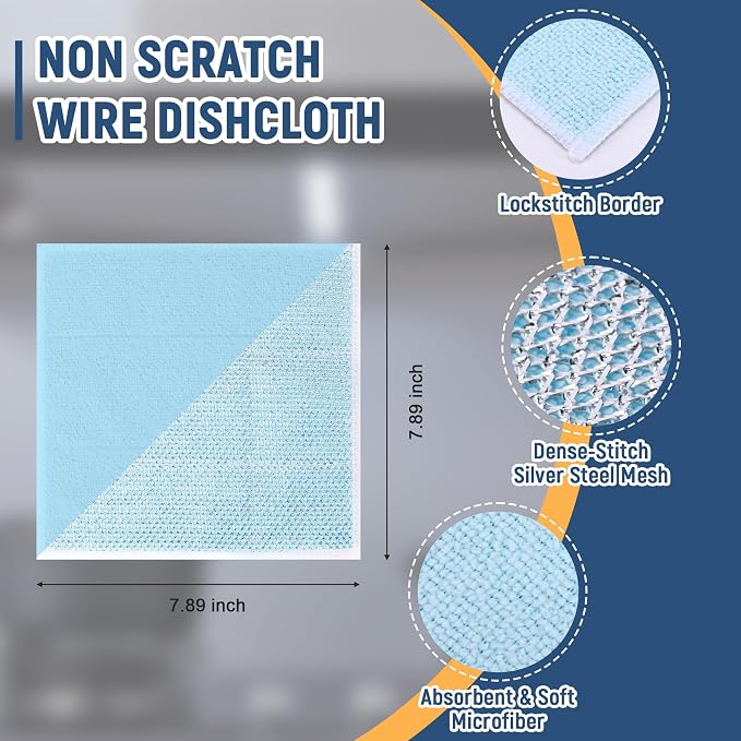 Double Side Non Scratch Wire Dishcloth 75pcs-Multipurpose Wire Dishwashing Rags - Image 7