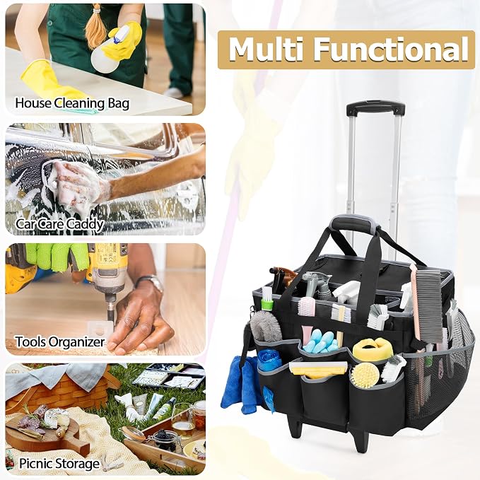 Large Cleaning Caddy with Detachable Trolley & Shoulder Strap, Cleaning - Image 6