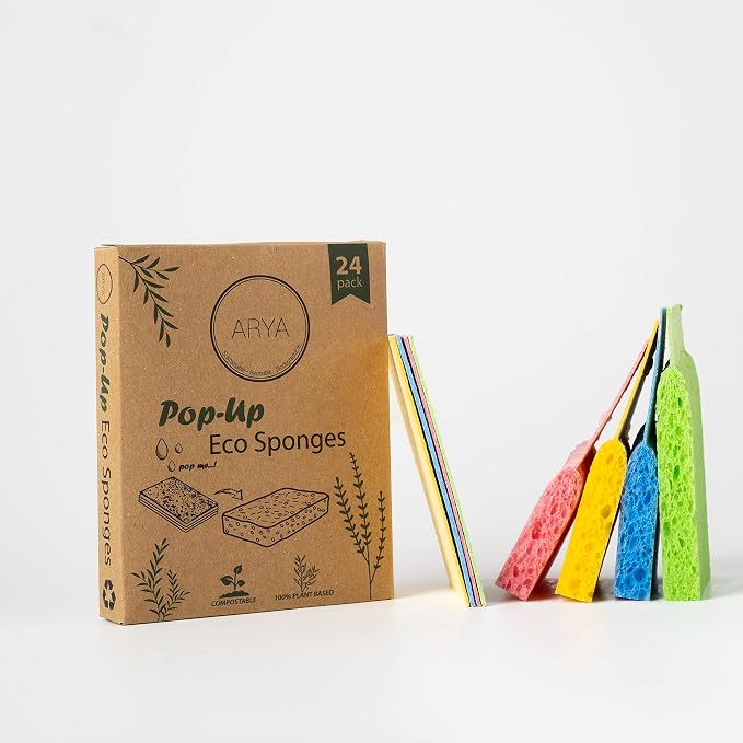 ARYA. | Pop-Up Eco Sponges 24 Pack | Natural Cellulose | Compostable & by Unknown