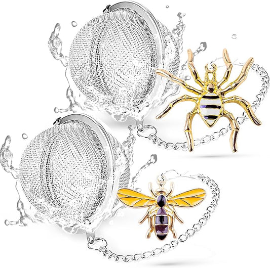 Tea Infuser 2 pcs TeaSanavie Tea Strainer Handmade Honey Bee & Spider Loose by TeaSanavie