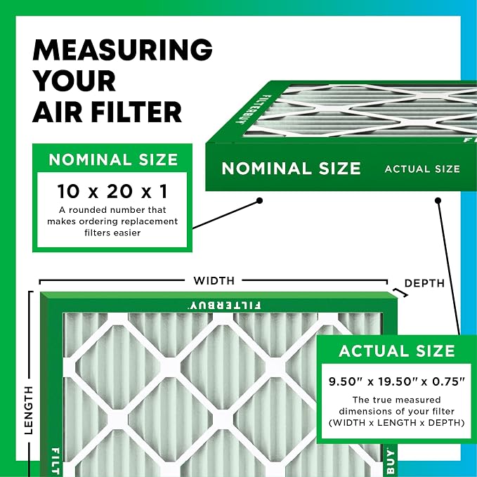 Filterbuy 10x20x1 Air Filter MERV 8 Dust Defense Replacement, Electrostatic - Image 2