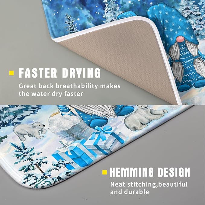 Winter Blue Gnome Dish Drying Mat - Image 3