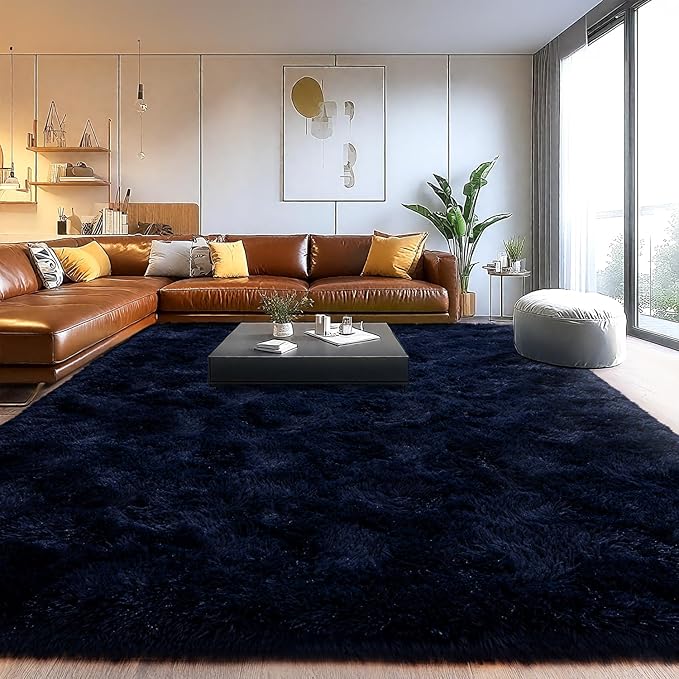 Area Rugs for Living Room, Soft Shaggy Carpets for Living Room, Fuzzy Rugs for Kids' Room, Perfect Decor for Modern Home Navy Blue 6x9 Feet
