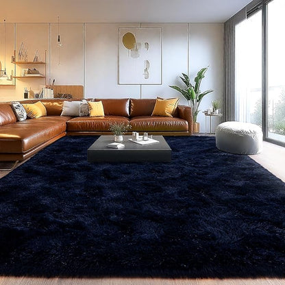 Area Rugs for Living Room, Soft Shaggy Carpets for Living Room, Fuzzy Rugs for Kids' Room, Perfect Decor for Modern Home Navy Blue 6x9 Feet