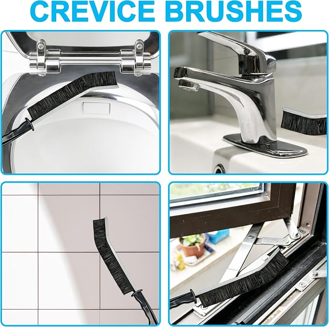 14Pcs Crevice Cleaning Brush Set, Hard Bristle Scrub Brushes Tools, V Shape - Image 3