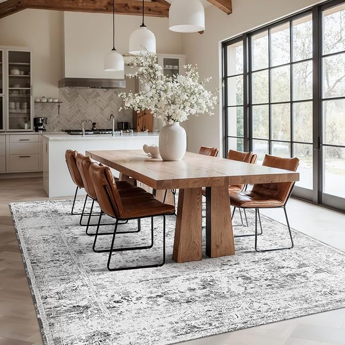 Area Rugs 6x9, Washable Rugs for Living Room, Gery Rug, Vintage Boho Indoor - Image 3