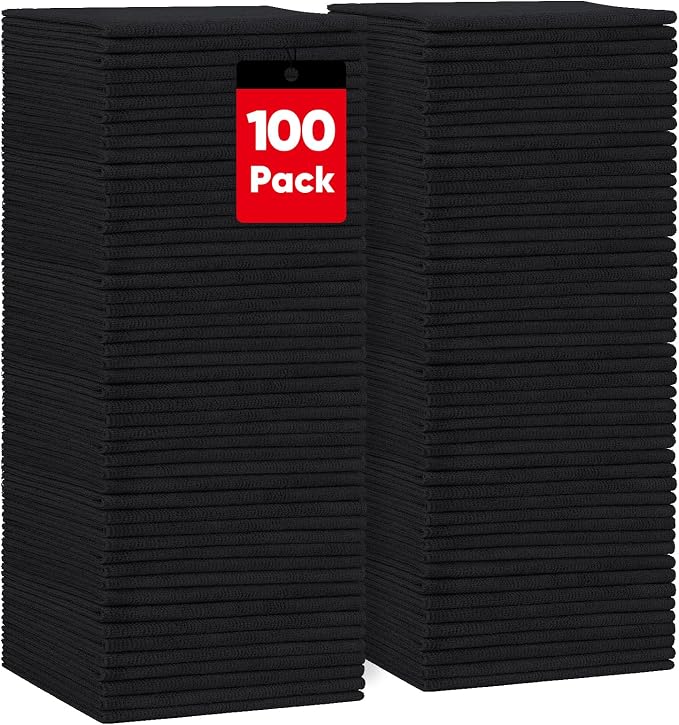 HOMEXCEL Black Microfiber Cleaning Cloths, 100 Pack Microfiber Towels by HOMEXCEL