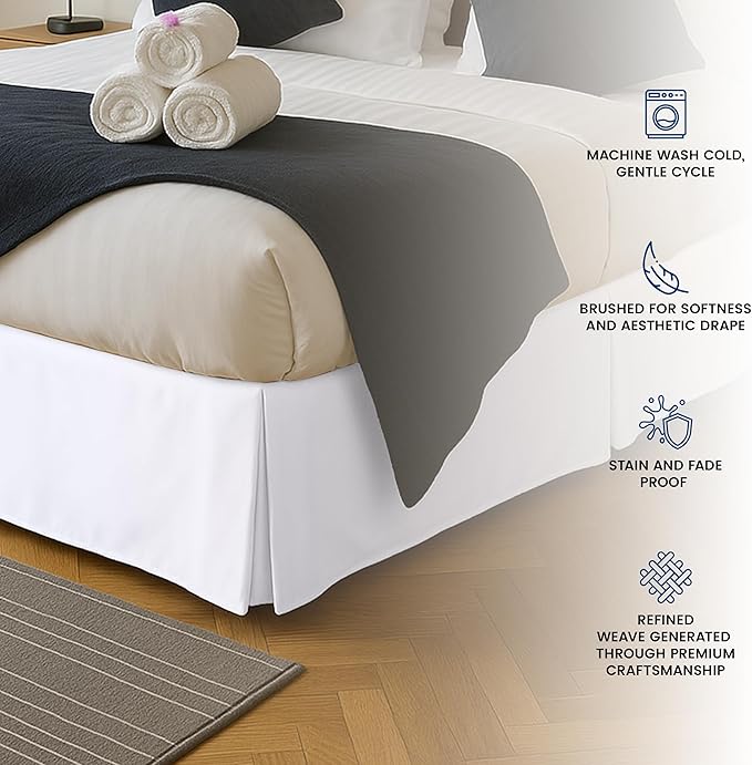 Utopia Bedding Queen Bed Skirt - Soft Quadruple Pleated Ruffle - Easy Fit with 16 Inch Tailored Drop - Hotel Quality, Shrinkage and Fade Resistant (Queen, White)