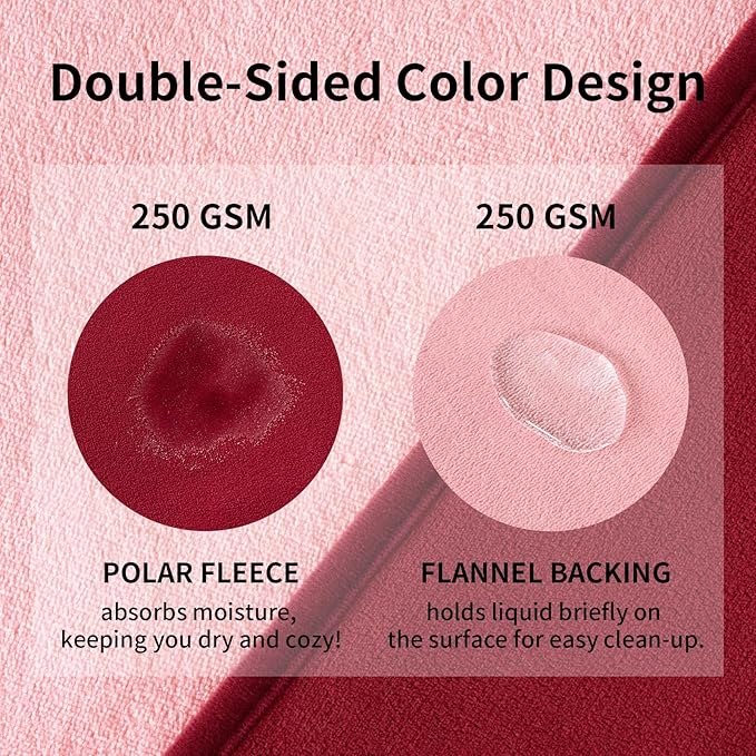 QiyI Waterproof Blanket for Bed Queen Size, Reversible Washable Pet-Friendly Flannel Throw Blanket, Leakproof Stain-Resistant Furniture Protector for Travel & Camping, 60"x80", Burgundy/Pink