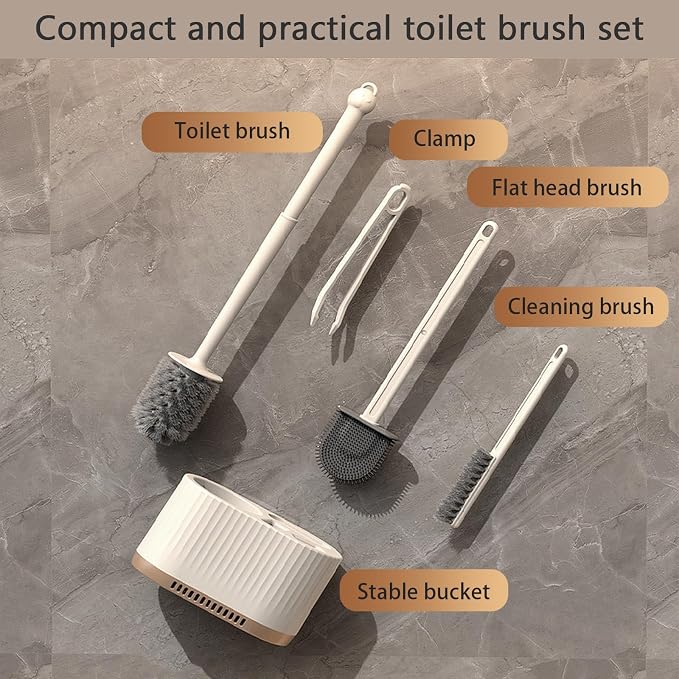 Basaza Toilet Brush and Holder Set Toilet Bowl Cleaning Brush and Holder - Image 3