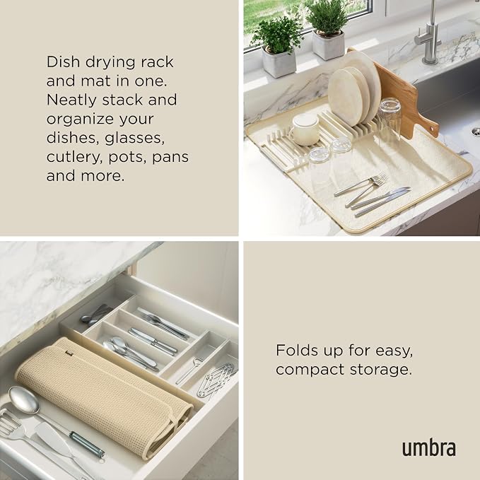 Umbra 330720-354 UDRY Rack and Microfiber Dish Drying Mat-Space-Saving - Image 4