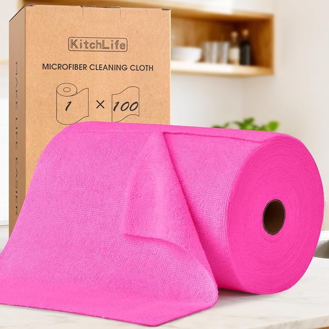 KitchLife Microfiber Cleaning Cloth Roll, 100 Pack by OverDoorHooksKitchenSupplies
